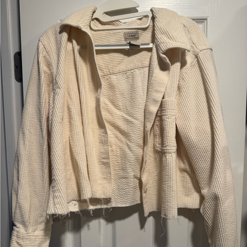 Vintage cropped corduroy ivory white button down